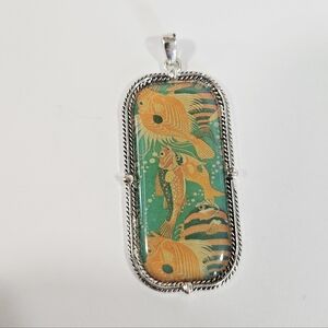 Blue Moon Bead Enchanted Planet Whimsical Japanese Style Orange Koi Fish Pendant